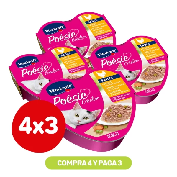 Pack 4x3 Vitakraft Poesie Creation Pollo 85Gr