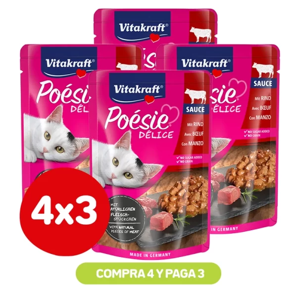 Pack 4x3 Vitakraft Poesie Delice Carne 85 Gr